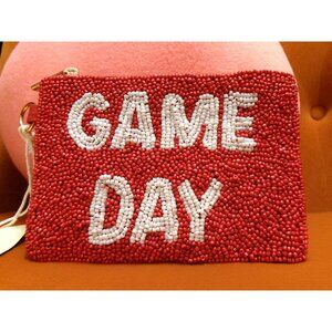 "Game Day" Red Beaded Zipper Pouch By Universal Thread